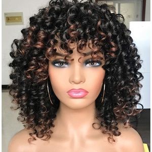 Afro Curly Highlights Bang Wigs